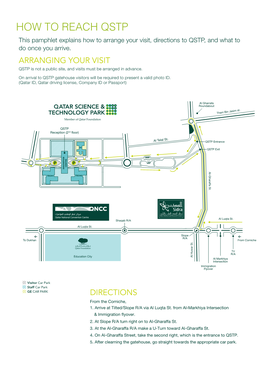 HOW to REACH QSTP This Pamphlet Explains How to Arrange Your Visit, Directions to QSTP, and What to Do Once You Arrive