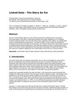 Linked Data - the Story So Far