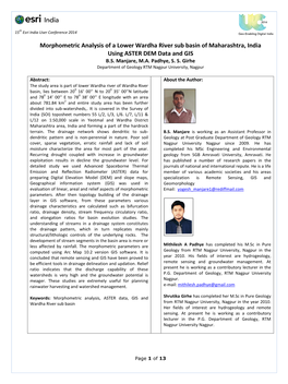 Morphometric Analysis of a Lower Wardha River Sub Basin of Maharashtra, India Using ASTER DEM Data and GIS B.S