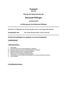 Protokoll Gemeinde Röfingen