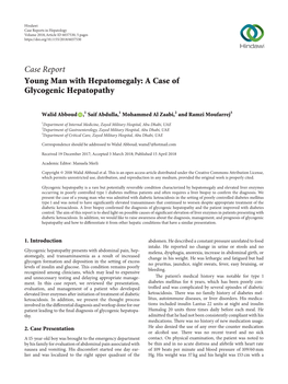 Case Report Young Man with Hepatomegaly: a Case of Glycogenic Hepatopathy