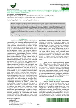 Feeding Habits of the Sharp Snout Sea Bream, Diplodus Puntazzo