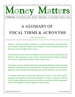 A Glossary of Fiscal Terms & Acronyms