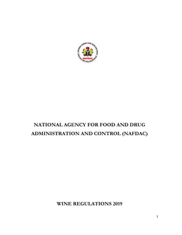 National Agency for Food and Drug Administration and Control (Nafdac) Wine Regulations 2019