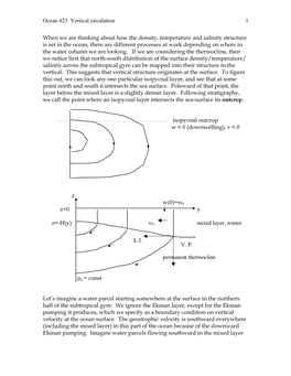 Ocean 423 Vertical Circulation 1 When We Are Thinking About How The