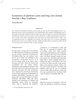 Cemeteries of Platform Cairns and Long Cists Around Sinclair's Bay