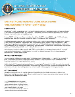 Dotnetnuke Remote Code Execution Vulnerability Cve®1-2017-9822
