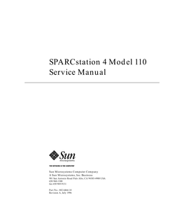 Sparcstation 4 Model 110 Service Manual