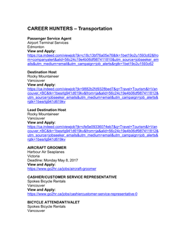 CAREER HUNTERS – Transportation