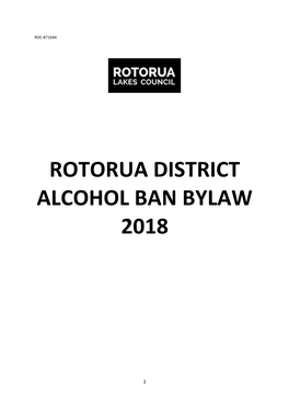 Rotorua District Alcohol Ban Bylaw 2018