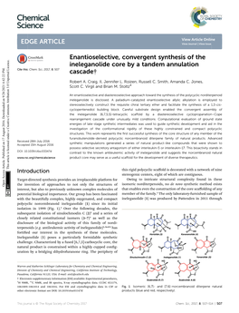 Enantioselective, Convergent Synthesis of the Ineleganolide Core by a Tandem Annulation Cite This: Chem