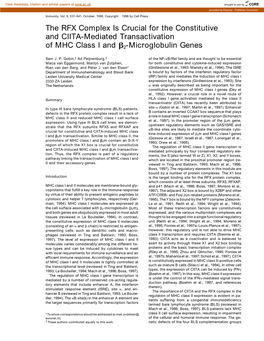The RFX Complex Is Crucial for the Constitutive and CIITA-Mediated Transactivation of MHC Class I and ␤2-Microglobulin Genes