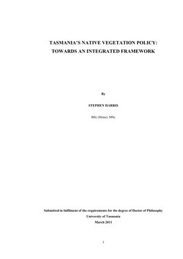 Tasmania's Native Vegetation Policy