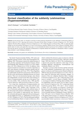 Revised Classification of the Subfamily Leishmaniinae (Trypanosomatidae)
