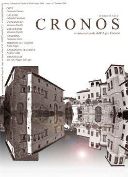 CRONOS Viroccn:Ro P..:Clll Rivista Cultumlc Dcwagro Cimino CANEPI NA Francesco COI'si SORIANO NEL CIMINO •'