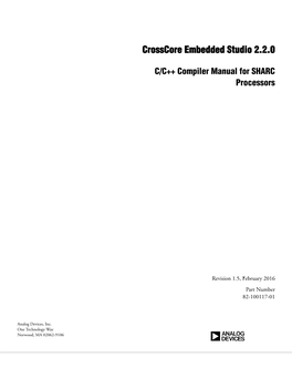 Crosscore Embedded Studio 2.2.0 C/C++ Compiler Manual for SHARC