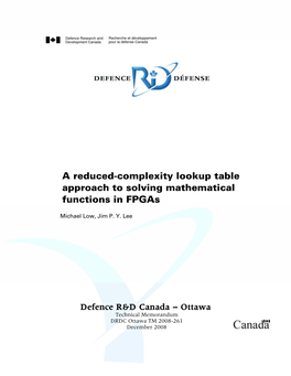 A Reduced-Complexity Lookup Table Approach to Solving Mathematical Functions in Fpgas