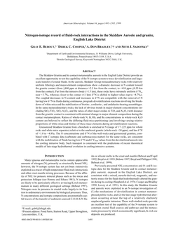 Nitrogen-Isotope Record of Fluid-Rock Interactions in the Skiddaw Aureole and Granite, English Lake District