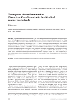 The Response of Weevil Communities (Coleoptera: Curculionoidea) to the Altitudinal Zones of Beech Stands