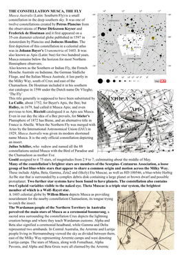 THE CONSTELLATION MUSCA, the FLY Musca Australis (Latin: Southern Fly) Is a Small Constellation in the Deep Southern Sky