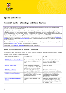 Ships Journals and Logs in Special Collections