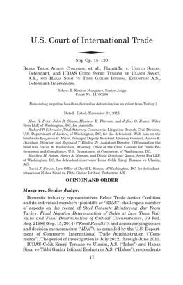 U.S. Court of International Trade Slip Opinions