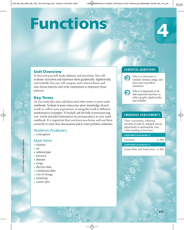 Functions • • • • • • • • • • • Math Terms • Academic Vocabulary Correctly Inyour Class Discussions and Inyour Problem Solutions