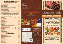 Take Away Menu