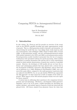 Comparing PENTA to Autosegmental-Metrical Phonology