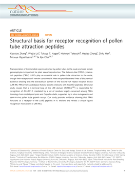 Structural Basis for Receptor Recognition of Pollen Tube Attraction Peptides