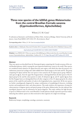 ﻿Three New Species of the Killifish Genus Melanorivulus from The