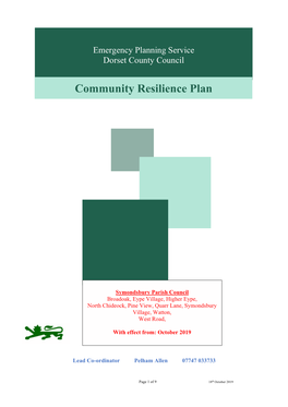 Community Resilience Plan