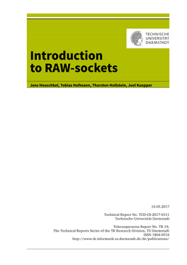 Introduction to RAW-Sockets Jens Heuschkel, Tobias Hofmann, Thorsten Hollstein, Joel Kuepper