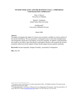 Income Inequality and the Business Cycle: a Threshold Cointegration Approach ♣