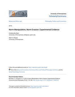 Norm Manipulation, Norm Evasion: Experimental Evidence