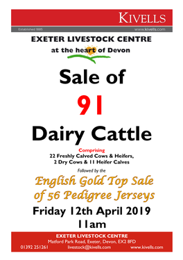 Sale of Dairy Cattle