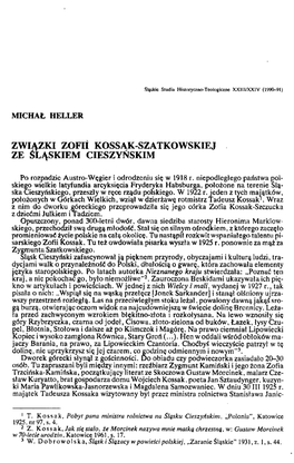 Związki Zofii Kossak-Szatkowskiej Ze Śląskiem Cieszyńskim