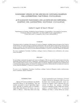 Taxonomic Update of the Species of Copitarsia Hampson 1906, (Lepidoptera: Noctuidae: Cuculliinae)