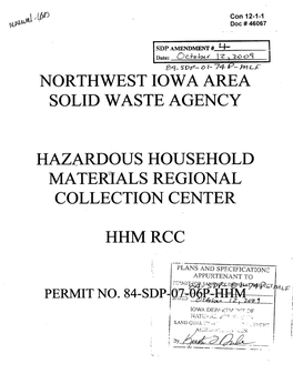 Northwest Iowa Area Solid Waste Agency Hazardous Household Materials Regional Collection Center Hhmrcc