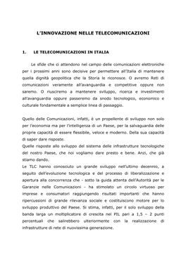 L'innovazione Nelle Telecomunicazioni