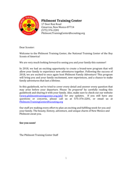 Philmont Training Center 17 Deer Run Road Cimarron, New Mexico 87714 (575) 376-2281 Philmont.Trainingcenter@Scouting.Org