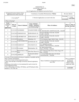 ANNEXURE 5.8 (CHAPTER V, PARA 25) FORM 9 List of Applications For