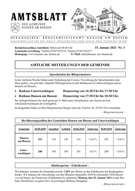 Amtliche Mitteilungen Der Gemeinde