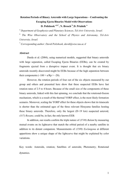 1 Rotation Periods of Binary Asteroids with Large Separations