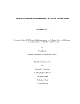 An Integrated Study on Microbial Community in Anaerobic Digestion Systems