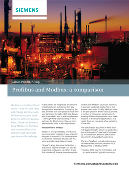 Profibus and Modbus: a Comparison