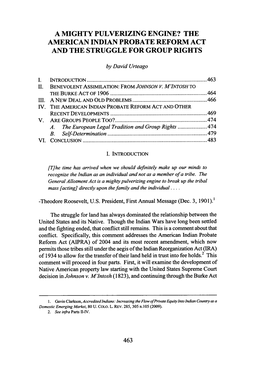 Mighty Pulverizing Engine? the American Indian Probate Reform Act and the Struggle for Group Rights