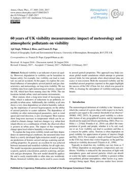 Impact of Meteorology and Atmospheric Pollutants on Visibility