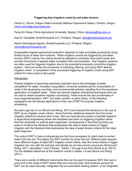 Triggering Drip Irrigation Onset by Soil Water Tension Clinton C. Shock