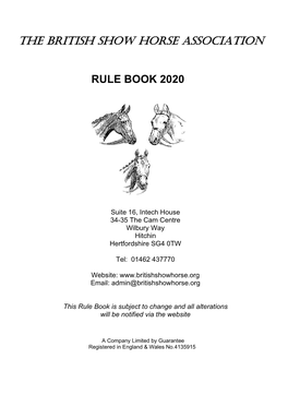 BSHA Rule Book 2020